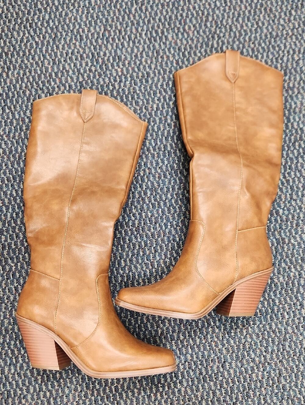 SO Tan Mid-Calf Block Heel Western Boots